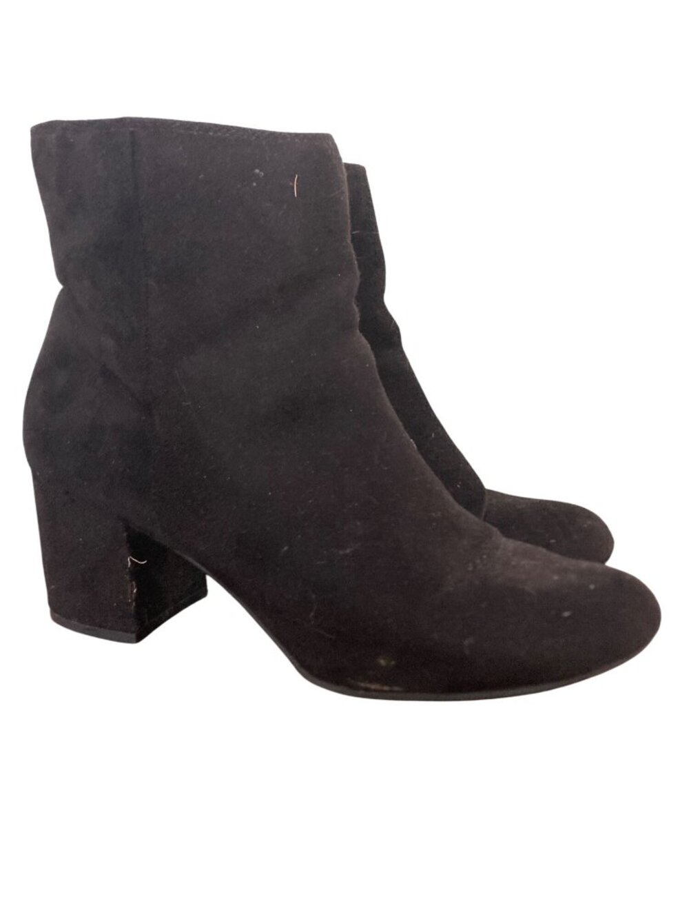 Rebel by Zigi Black Suede Block Heel Ankle Boots With Side Zippers - Size 9